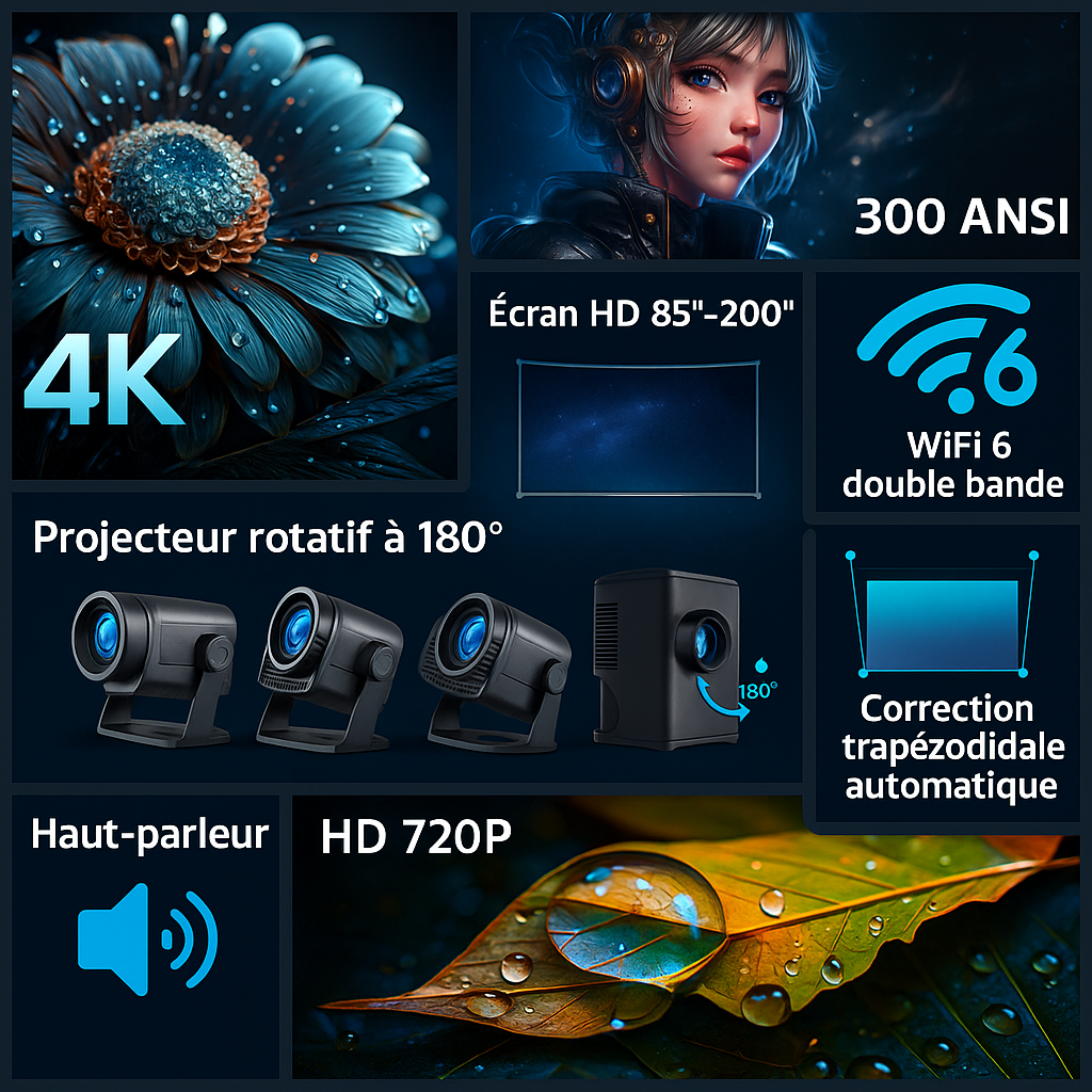 Mini-vidéoprojecteur portable utilisable en extérieur