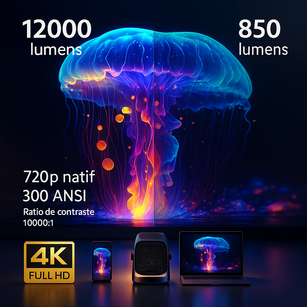 Mini-vidéoprojecteur portable utilisable en extérieur