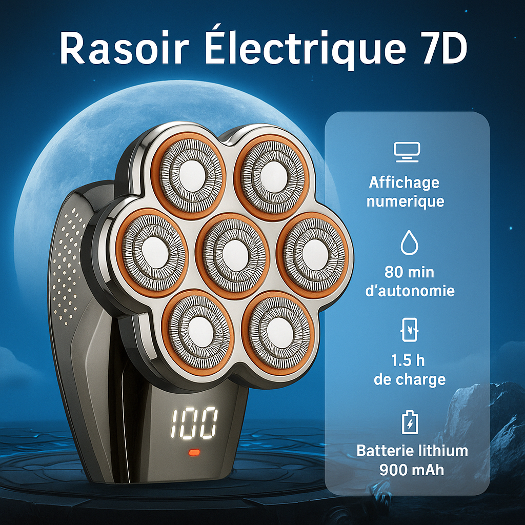 Rasoir Électrique 7D – Rechargeable USB et étanche