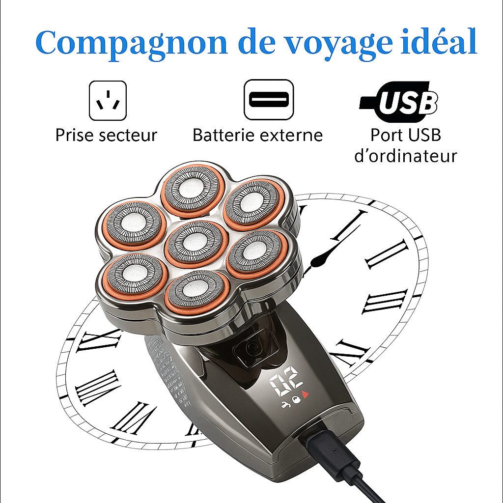 Rasoir Électrique 7D – Rechargeable USB et étanche