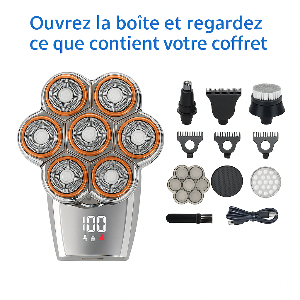 Rasoir Électrique 7D – Rechargeable USB et étanche