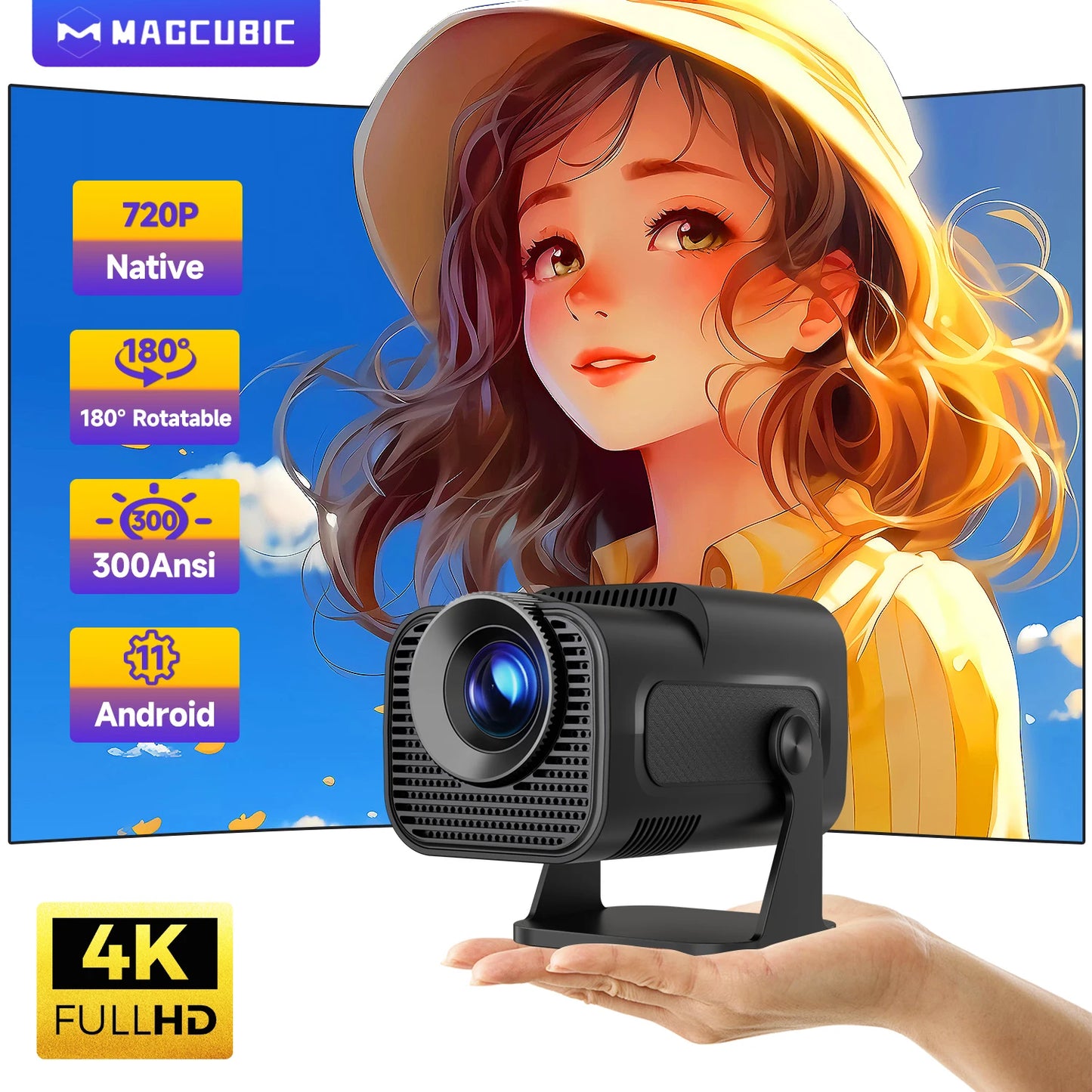 Mini-vidéoprojecteur portable utilisable en extérieur