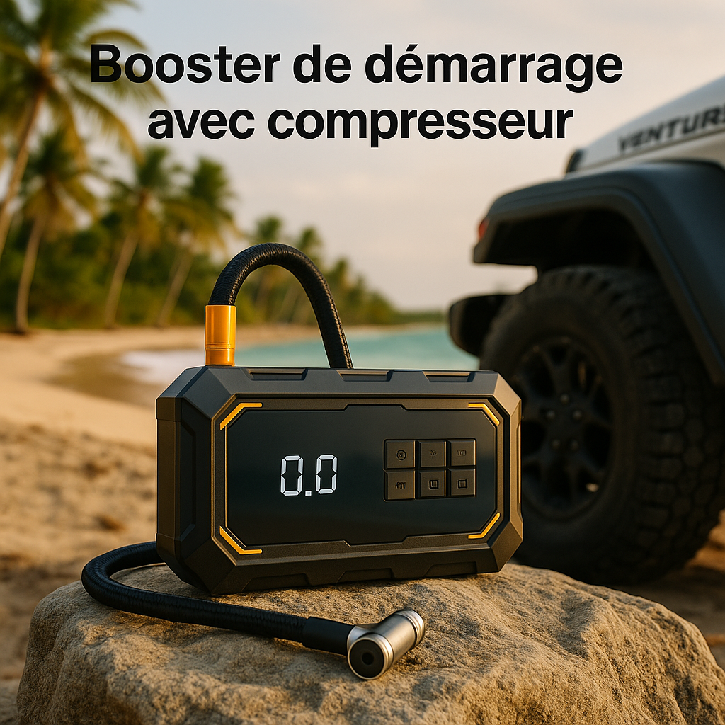 Gonfleur 4-en-1 avec Booster de Batterie & Power Bank – 10000 mAh (LW-HW03)