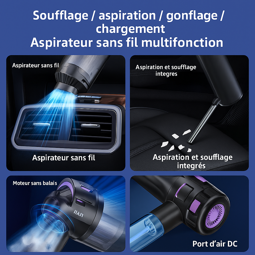 Aspirateur à main sans fil multifonction, soufflage + aspiration