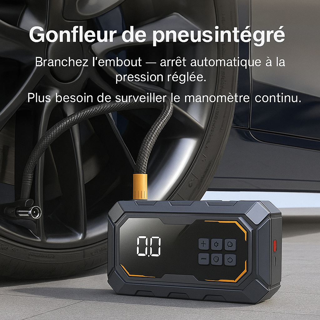 Gonfleur 4-en-1 avec Booster de Batterie & Power Bank – 10000 mAh (LW-HW03)