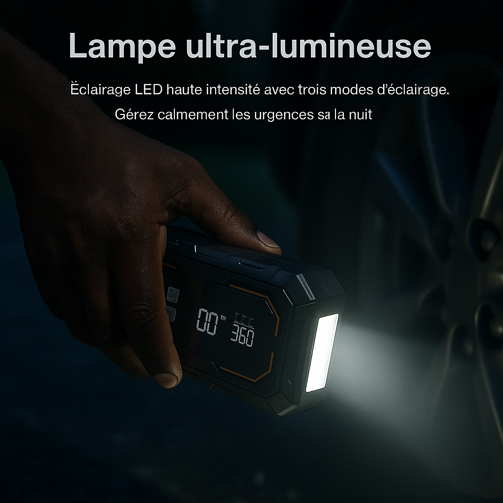 Gonfleur 4-en-1 avec Booster de Batterie & Power Bank – 10000 mAh (LW-HW03)