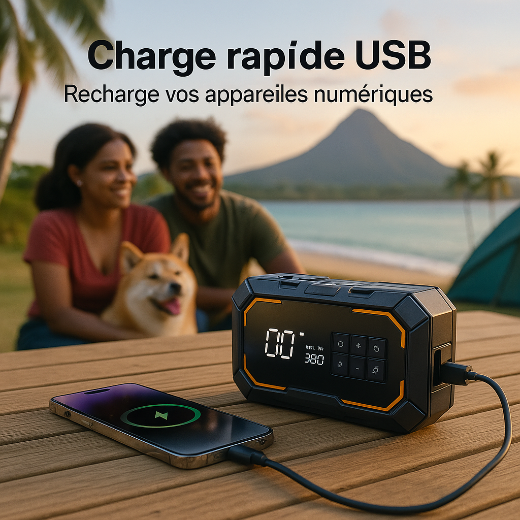 Gonfleur 4-en-1 avec Booster de Batterie & Power Bank – 10000 mAh (LW-HW03)