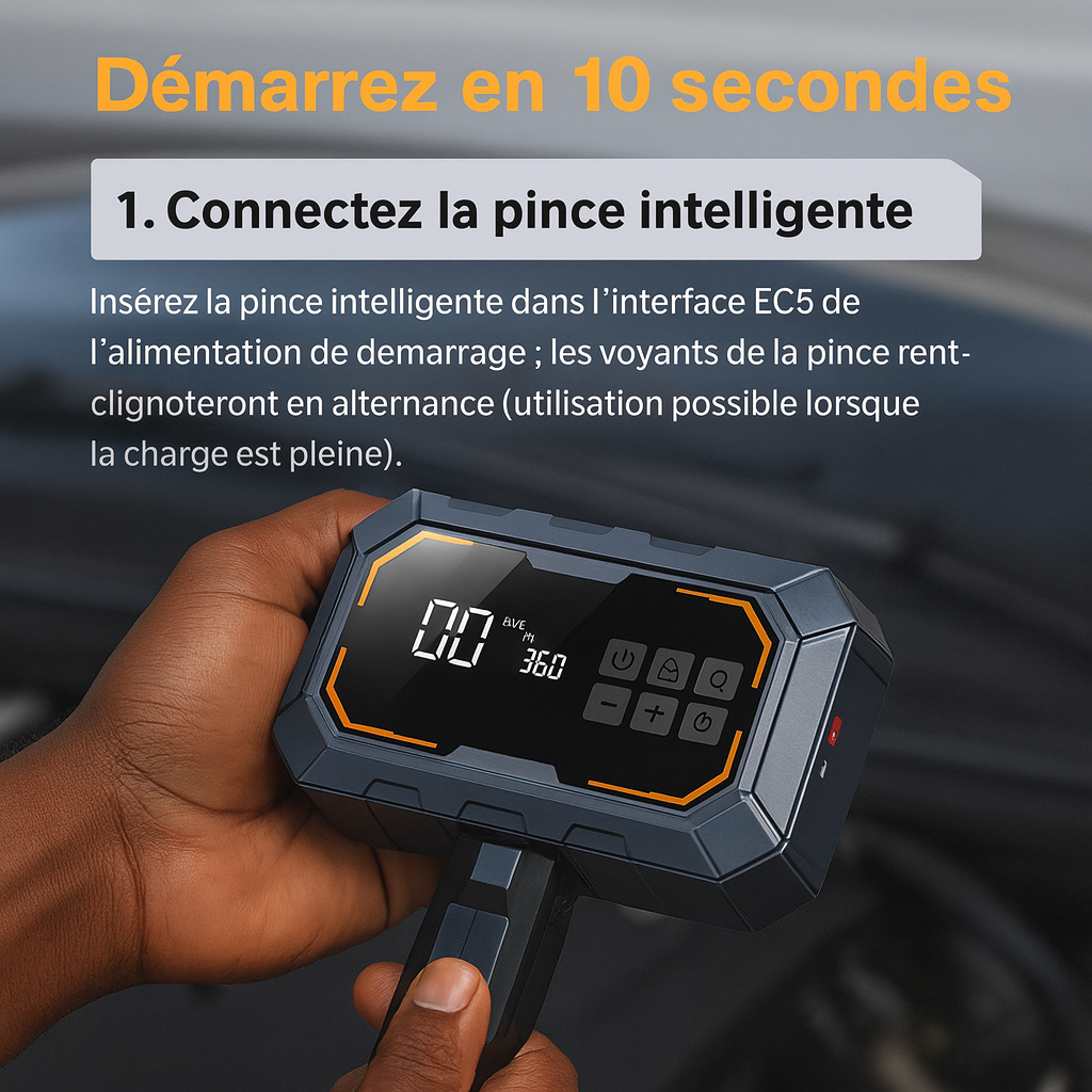 Gonfleur 4-en-1 avec Booster de Batterie & Power Bank – 10000 mAh (LW-HW03)