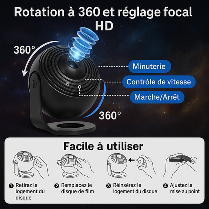 Projecteur d'étoiles silencieux en image HD